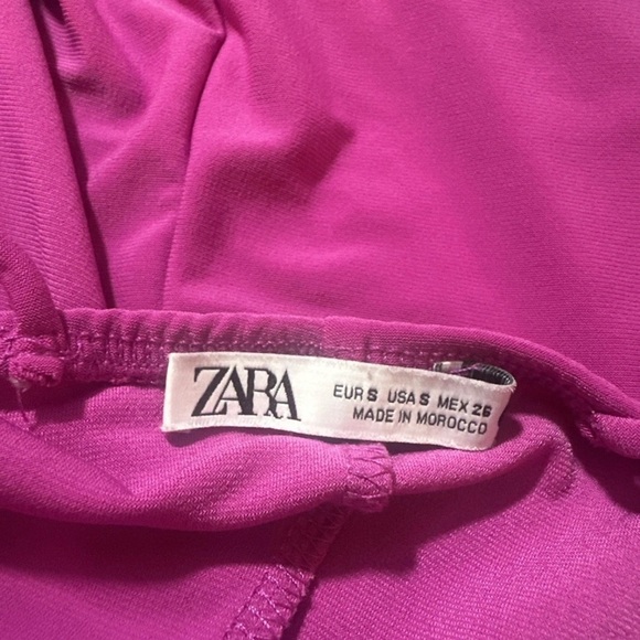 Zara Fitted Strappy Dress Womens Size Small Green Bodycon Midi Fuchsia Pink - Picture 7 of 10